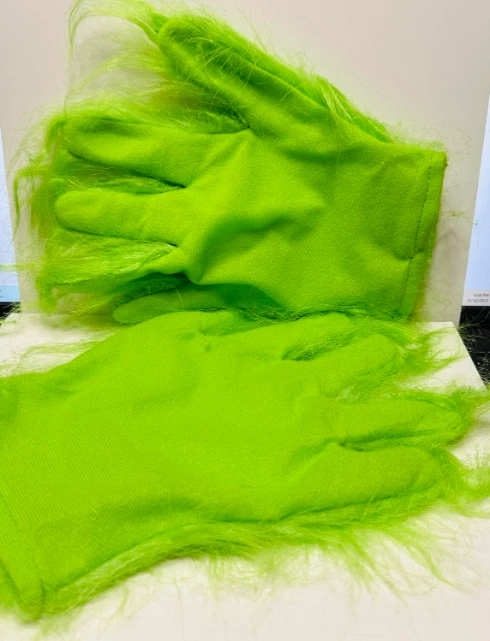 Guantes Peludos Monstruo Verde para Navidad Disfraz de Halloween Foto 1 de 3