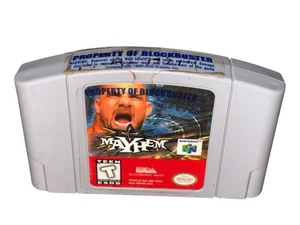 Mayhem N64 Nintendo 64 Wrestling Spiel getestet/funktionstüchtig mit Blockbuster Video Etiketten - Bild 1 von 2