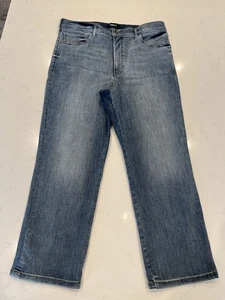 EXPRESS Size 14R Super High Rise Light Wash Stretch Denim MOM Jeans 35x25 Actual - Picture 1 of 16