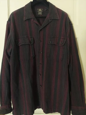 Camisa Ralph Lauren RRL Para Hombre XL Roja Negra Abotonada Manga Larga Franela Algodón Foto 1 de 4