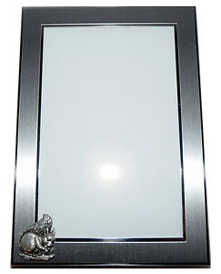 Squirrel Picture Frame Brushed Chrome Gift Pewter squirrel 2 sizes available  