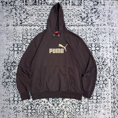 GUCCI Felpa con cappuccio vintage Puma unisex marrone cioccolato cotone taglia L vestibilità regolare