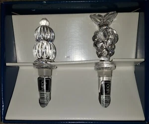 MIKASA *NEW OPEN* Monterey Crystal Wine Bottle Stopper Austria Set Of 2 *READ* - Picture 1 of 10