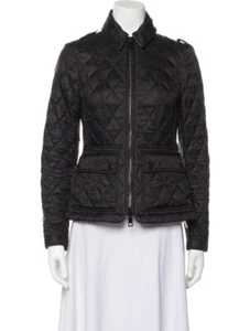 Women Burberry Quilted Black Jacket Casual Size S - Picture 1 of 11