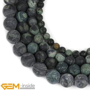 Green Kambaba Jasper Natural Stones Frosted Matte Round Jewelry Making Beads AU - Picture 1 of 43