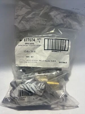 Pack Of 3 1/2" Hose Barb x 3/4" NPT Male Brass Fitting - Image 1 of 2