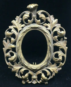Brass Vintage Picture Frame Ornate Floral Vines 225 11x9" 4 x 5.5" Pierced Oval - Picture 1 of 7