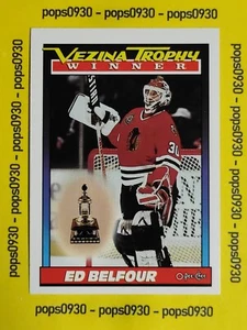 Ed Belfour, Chicago Blackhawks, 1991, O-Pee-Chee, Vezina Trophy Winner, #519 - Bild 1 von 2
