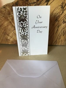 Classic Anniversary Card “On Your Anniversary Day, Best Wishes Lifetime Of Love” - Picture 1 of 6