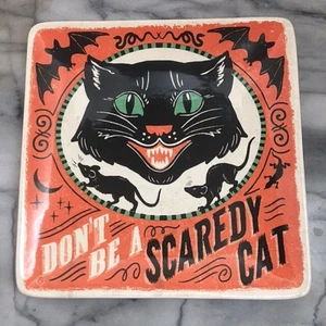 Certified International Halloween Scaredy Cat 8.5 in Ceramic Square Plate - Picture 1 of 5