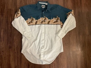 Vtg Cumberland Outfitters Pearl Snap Shirt Mens 2XL XXL Western Eagle USA - Picture 1 of 9