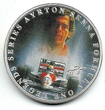 Ayrton Senna Lewis Hamilton Silver Coin Autographed Formula 1 Motor Car Racing
