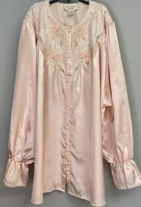 Vintage Victoria Secret Satin Embroidered Nightgown/Night Shirt Peach M Lacy - Picture 1 of 5