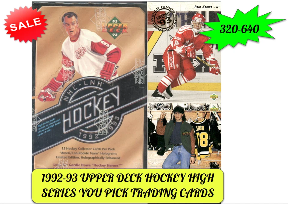 1992-93 UPPER DECK HOCKEY HIGH SERIES Vets & RC Cards You Pick/Choose #320-640 - Image 1 of 1