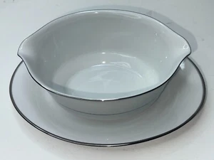Noritake SPECTRUM #2983 Fine China Gravy Boat con sottopiastra attaccata anni 80 - Foto 1 di 5