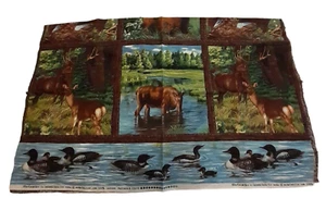 Panel de tela naturaleza vida silvestre estanque patos alce águila oso artesanía acolchado 1 yarda - Imagen 1 de 18