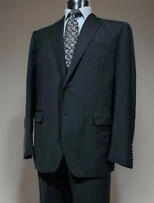 Terno masculino frente plana painel janela preto lã cerruti 1818 sob medida 44 R - Imagem 1 de 4