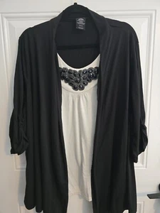 George 3X 2 Fer Black on Cream With Beaded Bodice - Picture 1 of 5