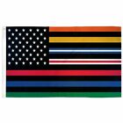 3X5 Thin Multi Color Line Usa American Polyester Flag Banner 100D