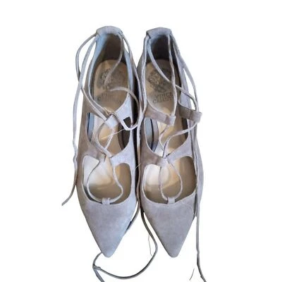 Vince Camuto Cuero Gamuza Tostado Mary Jane Punta Atar Pisos Foto 1 de 4