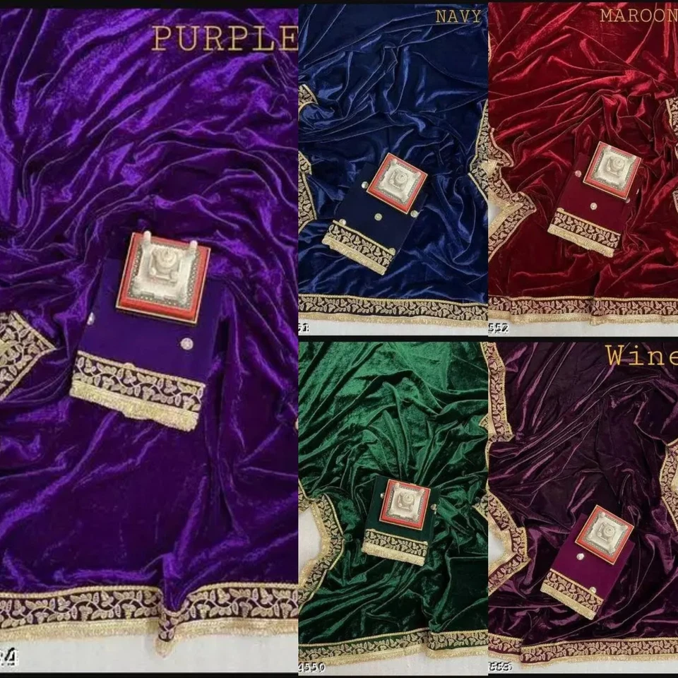 MUJER ESPECIAL BODA SUPERHIT TENDENCIA SARI TERCIOPELO ROJO CON BLUSA Foto 1 de 1