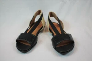 NIB Gentle Souls by Kenneth Cole Elastic Flat Sandals Open Toe Slip-on Black 7 M - Picture 1 of 11