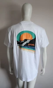 Stihl Mens White Sunset Back Print Short Sleeve T Shirt Size L New 042130134556 - Picture 1 of 10