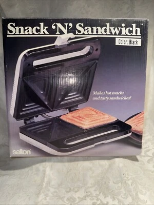 Salton Snack 'N' Sandwich Maker 1994 Model SA4 Black Panini Crimps and Seals New - Image 1 of 3