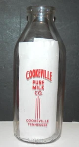 Vintage COOKEVILLE PURE MILK Co. 1 quart bottle 'Penny for Penny....' Free Ship - Picture 1 of 5