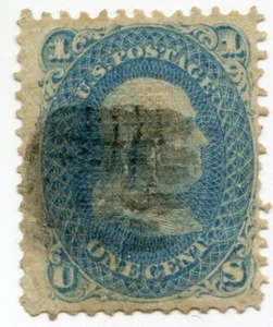 Scott 86 1 c Franklin E-Grill fancy cancel cat $425.- used - Picture 1 of 2