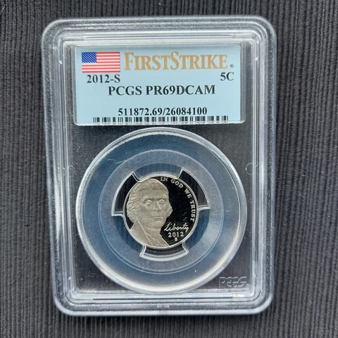 2012 S PCGS PR 69 DCAM Jefferson Nickel First Strike Label Cover