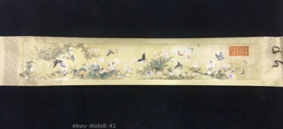 Antigua pintura de pergamino largo diagrama de mariposa imagen china Foto 1 de 4