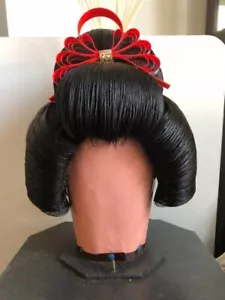 Parrucca giapponese Katsura geisha sposa matrimonio capelli ornamenti cosplay kimono FS USATO - Foto 1 di 3
