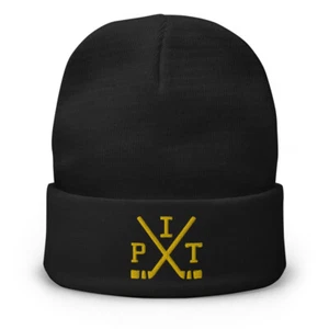 Pittsburgh Hockey Sticks Retro Penguin Winter Beanie Cap Hat - Picture 1 of 5