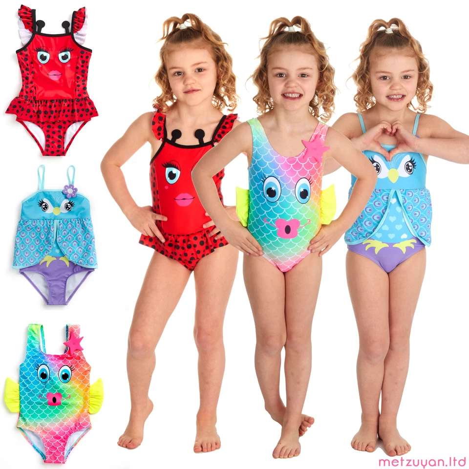 Kids Girls One Piece Swimsuits Novelty Swimwear 2-3 3-4 4-5 5-6 Years Beachwear - Image 1 of 1