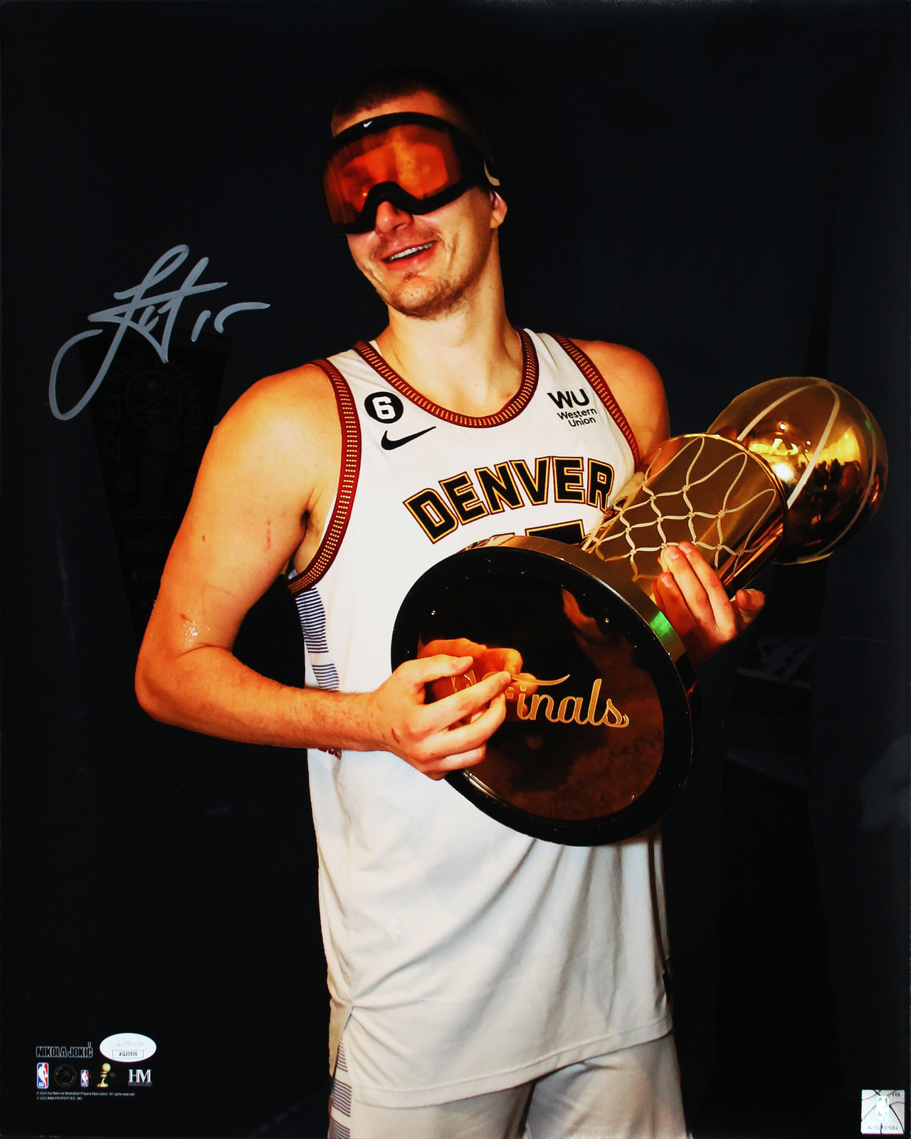 Nikola Jokic Autographed Signed Nuggets 16X20 Vertical Spotlight Photo With Silver Sig JSA 