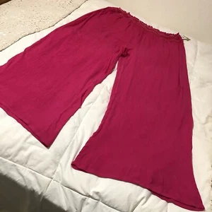 One World Live And Let Live 3X Fuchsia verzierter elastischer Bund breite Beine Neu mit Etikett - Bild 1 von 16