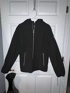 GUESS Mens Medium Jacket Black Coat Soft-shell Full Zip Lined Triangle...SKU109 - Picture 1 of 4