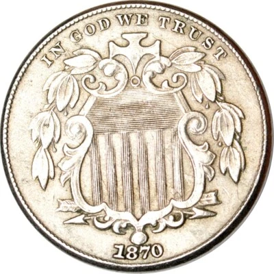 1870 5C RPD FS-301 Indian Cent Clash Shield Nickel AU - Image 1 of 2