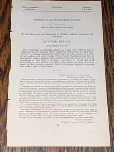 1898 Senate Exchange Of Springfield Rifles Adverse Report Breech-Loading .45 .50 - Picture 1 of 3