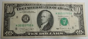 Series 1990 St. Louis District 10 Dollar Bill (About Uncirculated) - Picture 1 of 2