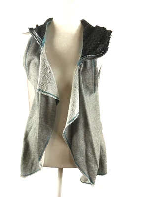 BKE Women's Vest Size Medium Gray Black Blue Grunge Style - Image 1 of 4