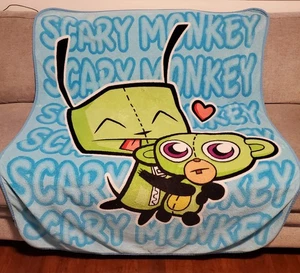 Nickelodeon plush Invader Zim Gir Blanket Scary Monkey 50x60 Throw Vintage HTF - Picture 1 of 11