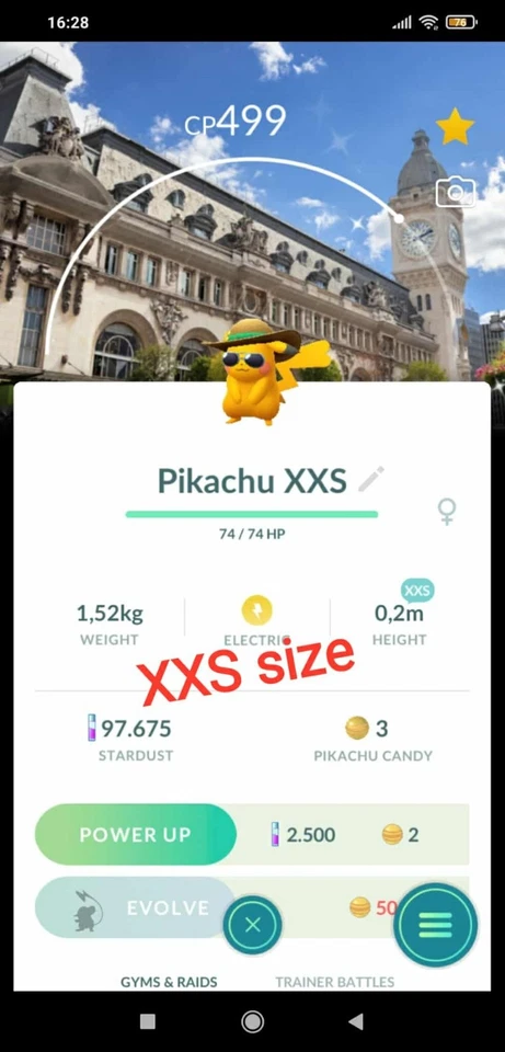 Shiny Pikachu Summer Hat (Paris Background) - XXS size - T.r.a.d.e 20k stardust - Image 1 of 1
