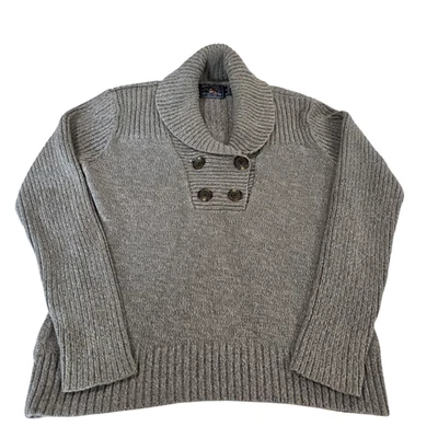 Suéter Pullover American Living Mujer Gris S Algodón Acanalado Tejido Chal Cuello Top Foto 1 de 4