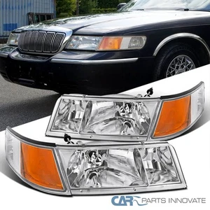 Fits 1998-2002 Mercury Grand Marquis Clear Headlights+Corner Turn Signal Lamps - Picture 1 of 13