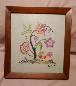 Vintage Needlepoint Art | Framed | Floral Boho Decor | 1967 - Picture 1 of 9