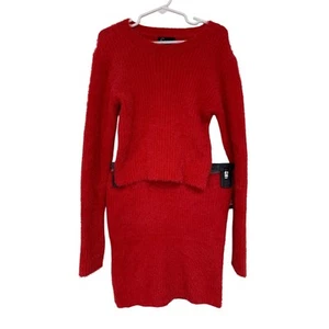 NWT New Art Class Girls Small (6/7) Red Long Sleeve Fuzzy Sweater Top Skirt Set - Picture 1 of 4