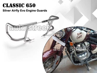 Genuine Royal Enfield Classic 650 EVO Engine Guard, Silver - Image 1 of 4