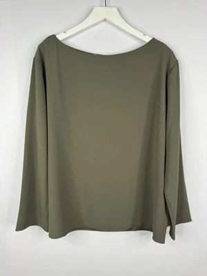 Aritzia Babaton Sophos Crepe Top Sz M Olive Green NEW Lagenlook Minimalist $110 - Image 1 of 4